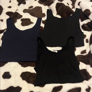 Forever 21 Black and Navy Tank Tops Trio